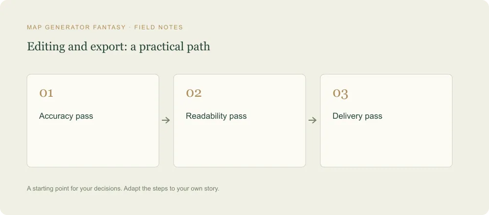 Three-step diagram: Accuracy pass, then Readability pass, then Delivery pass