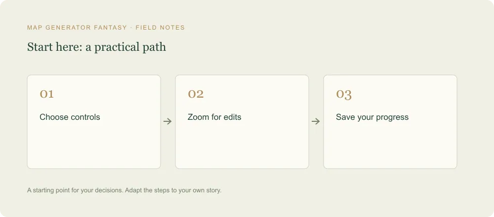 Three-step diagram: Choose controls, then Zoom for edits, then Save your progress
