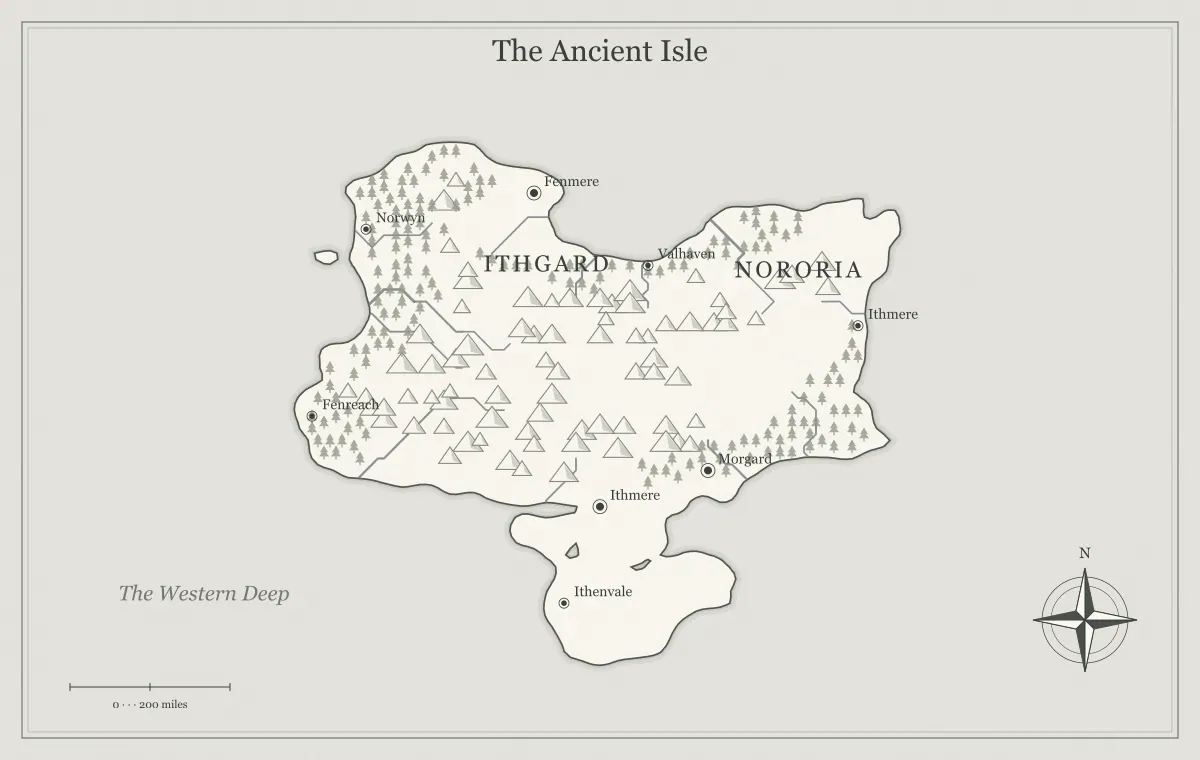 Original black-and-white ink fantasy island map with named regions, towns, coastlines and terrain, used for png, svg, or jpg: choose a fantasy map export format