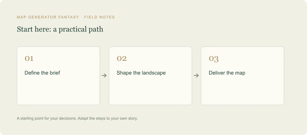 Three-step diagram: Define the brief, then Shape the landscape, then Deliver the map